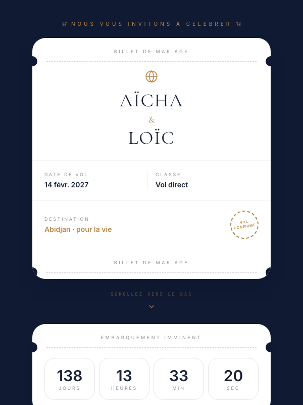 Modèle d'invitation Billet d'Envol