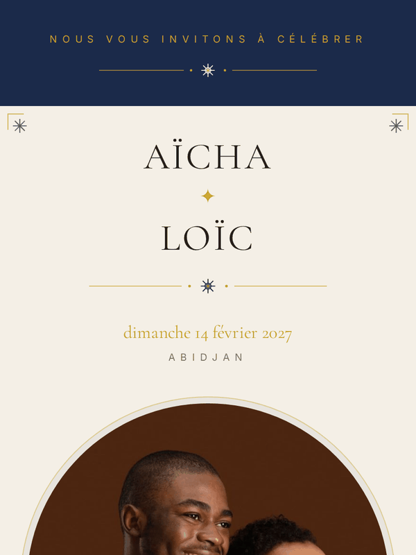 Modèle d'invitation Indigo Adinkra