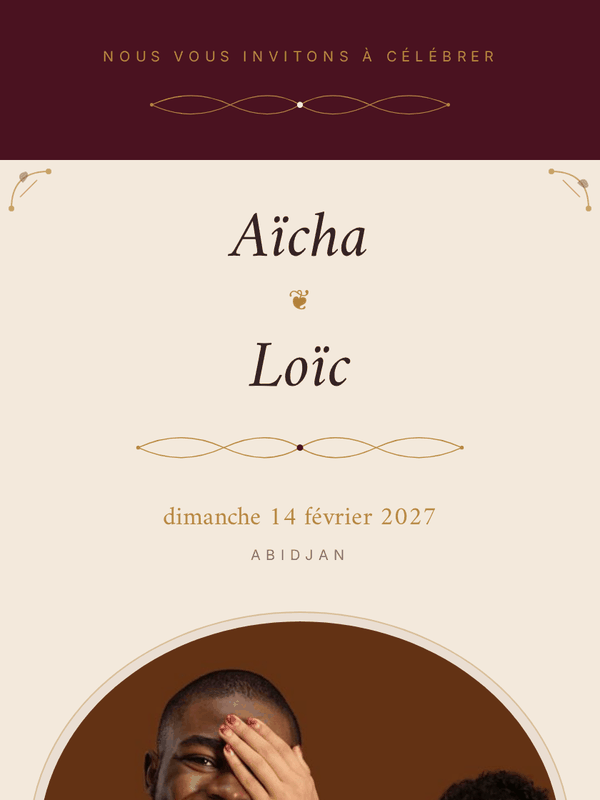 Modèle d'invitation Arabesque Bordeaux